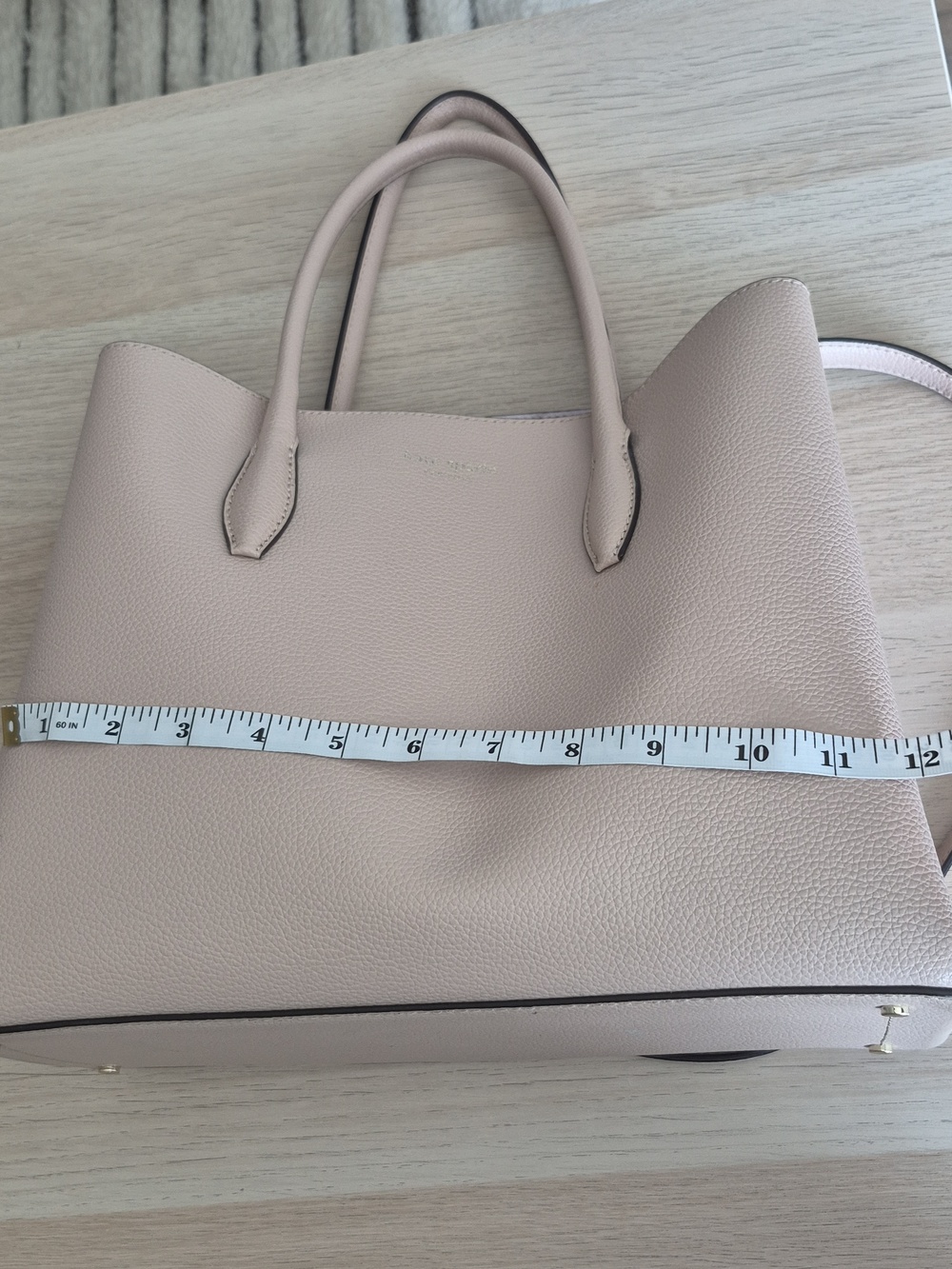 Kate Spade Medium Eva Satchel Pebbled Leather Tote Bag in Light Blush - Picture 8 of 9